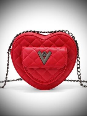 Valentino Orlandi NWT Quilted Vegan Leather Heart Crossbody Bag